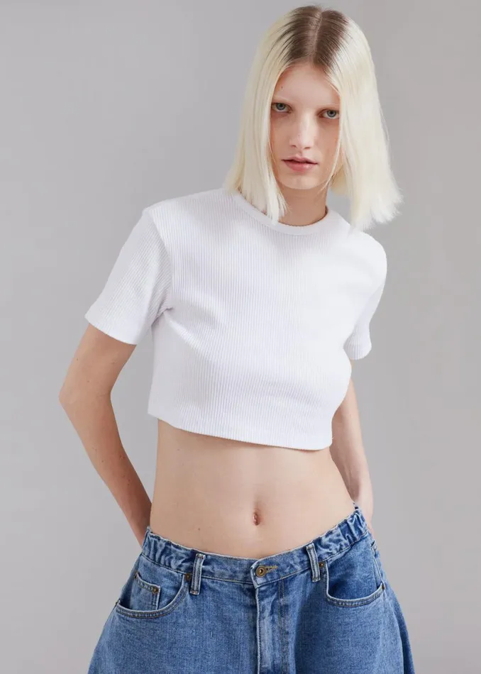 The Frankie Shop Nico Cropped Tee 8211 White Shop Clothing