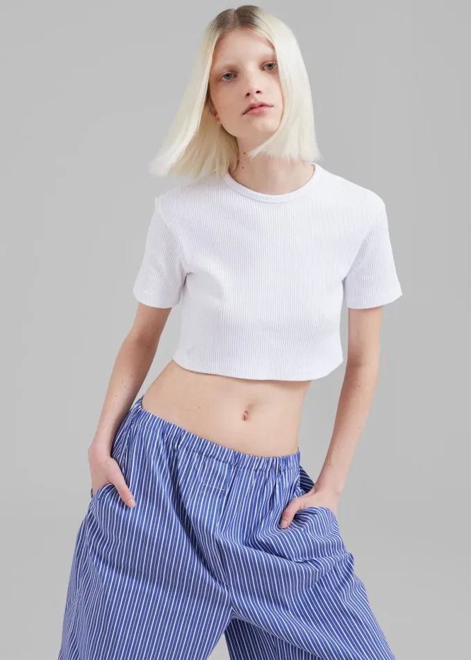 The Frankie Shop Nico Cropped Tee 8211 White Shop Clothing