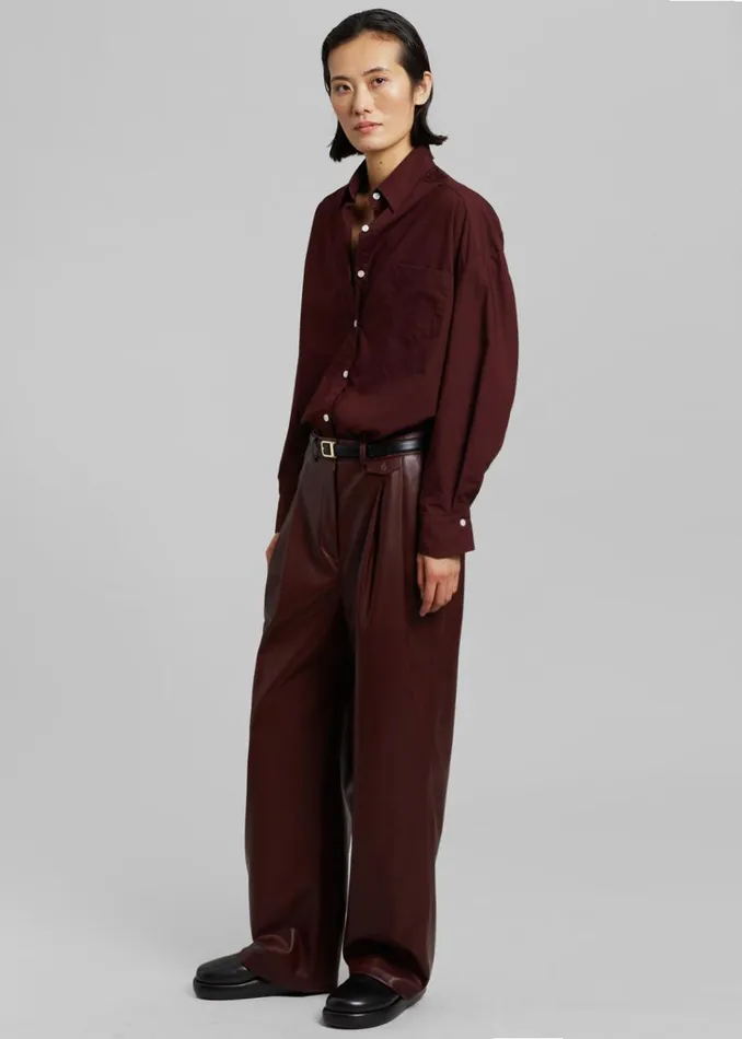 The Frankie Shop Pernille Faux Leather Pants 8211 Burgundy Shop Bottoms