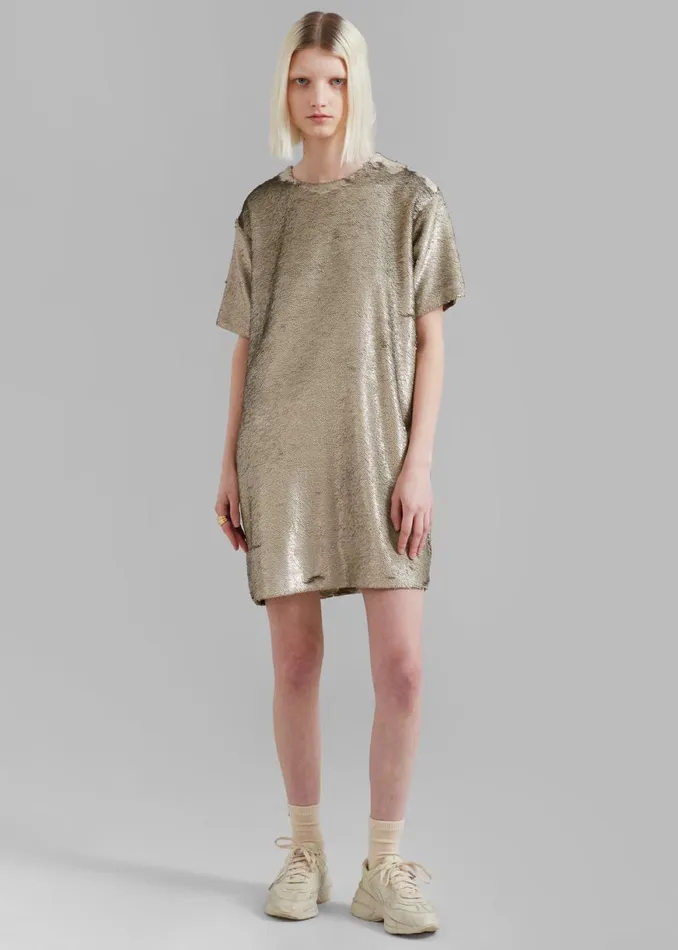 The Frankie Shop Riley Sequins Tee Mini Dress 8211 Bronze Shop Dresses