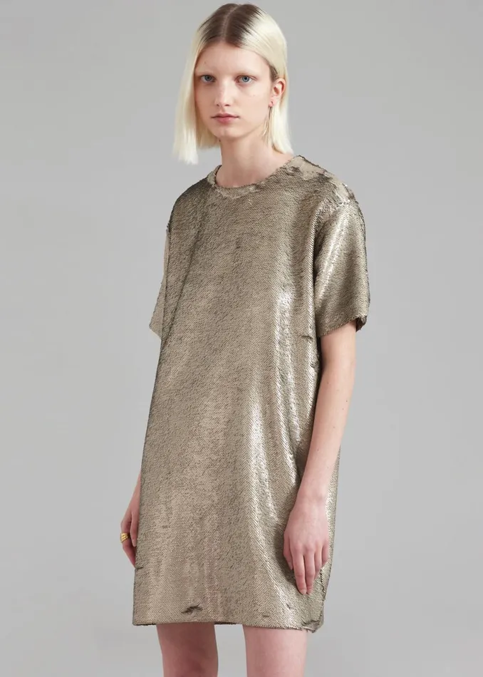 The Frankie Shop Riley Sequins Tee Mini Dress 8211 Bronze Shop Dresses