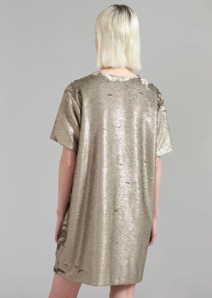 The Frankie Shop Riley Sequins Tee Mini Dress 8211 Bronze Shop Dresses