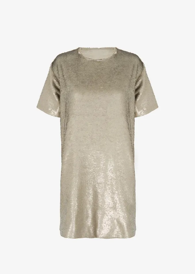 The Frankie Shop Riley Sequins Tee Mini Dress 8211 Bronze Shop Dresses