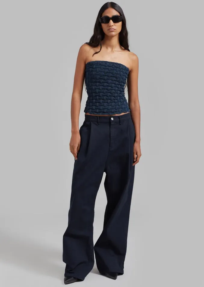 The Frankie Shop Samse Samse Anja Tube Top 8211 Mid Blue Shop Tops