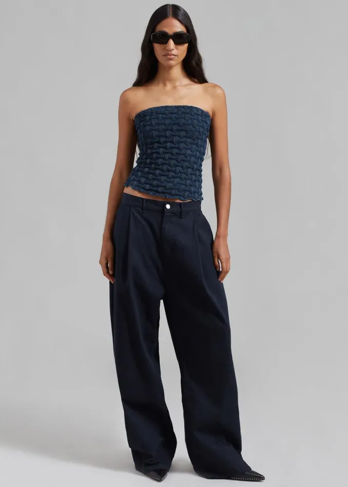The Frankie Shop Samse Samse Anja Tube Top 8211 Mid Blue Shop Tops