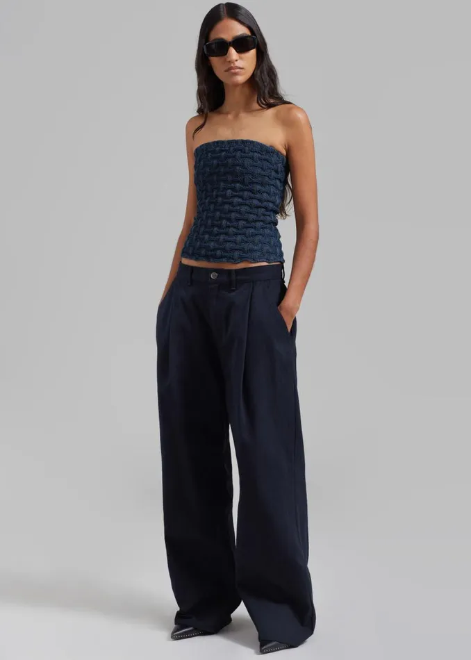 The Frankie Shop Samse Samse Anja Tube Top 8211 Mid Blue Shop Tops