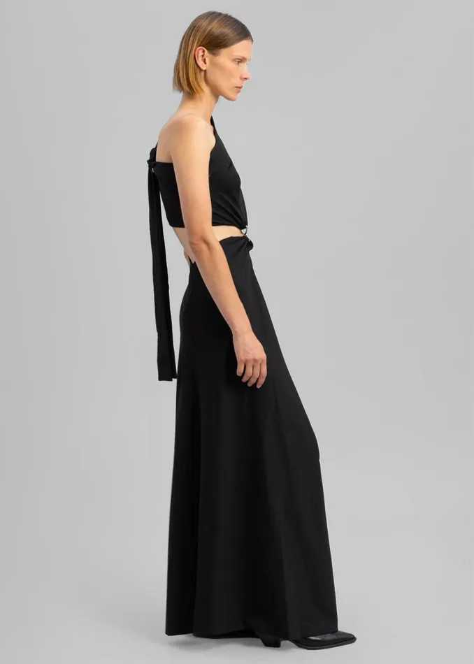The Frankie Shop Sid Neigum Knit OneShoulder Strap Dress W Hardware Detail 8211 Black Shop Dresses