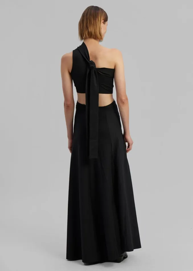 The Frankie Shop Sid Neigum Knit OneShoulder Strap Dress W Hardware Detail 8211 Black Shop Dresses