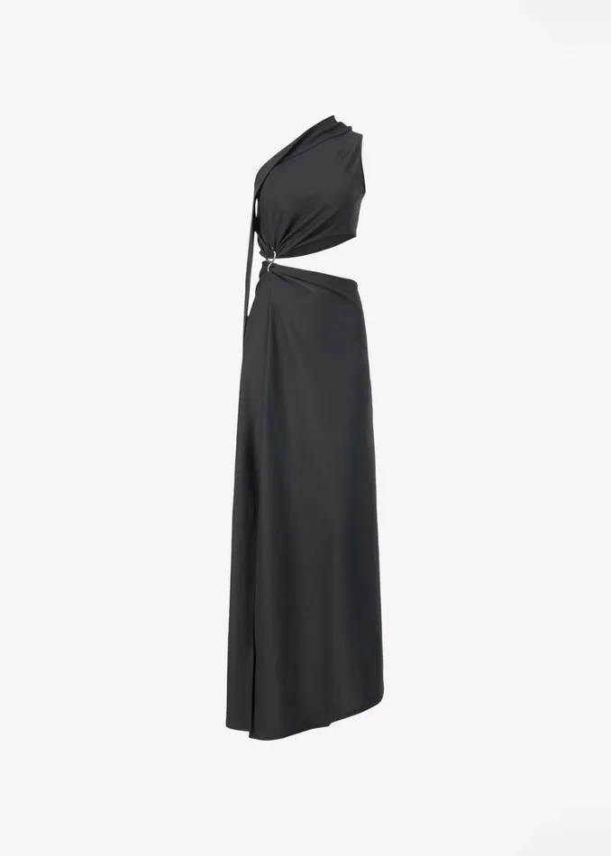 The Frankie Shop Sid Neigum Knit OneShoulder Strap Dress W Hardware Detail 8211 Black Shop Dresses