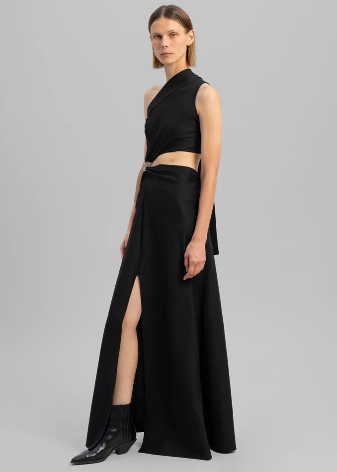 The Frankie Shop Sid Neigum Knit OneShoulder Strap Dress W Hardware Detail 8211 Black Shop Dresses