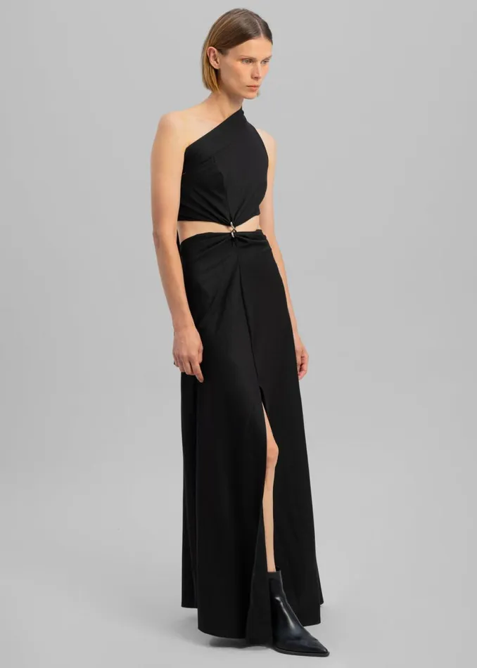 The Frankie Shop Sid Neigum Knit OneShoulder Strap Dress W Hardware Detail 8211 Black Shop Dresses