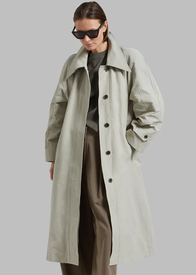 The Frankie Shop Tal Trench Coat 8211 Pale Khaki Shop Outerwear