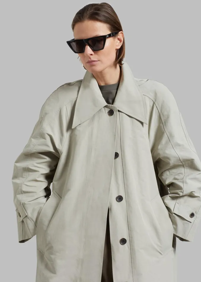The Frankie Shop Tal Trench Coat 8211 Pale Khaki Shop Outerwear