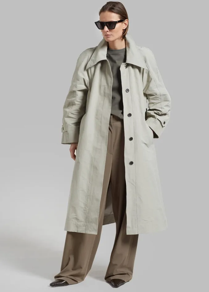 The Frankie Shop Tal Trench Coat 8211 Pale Khaki Shop Outerwear