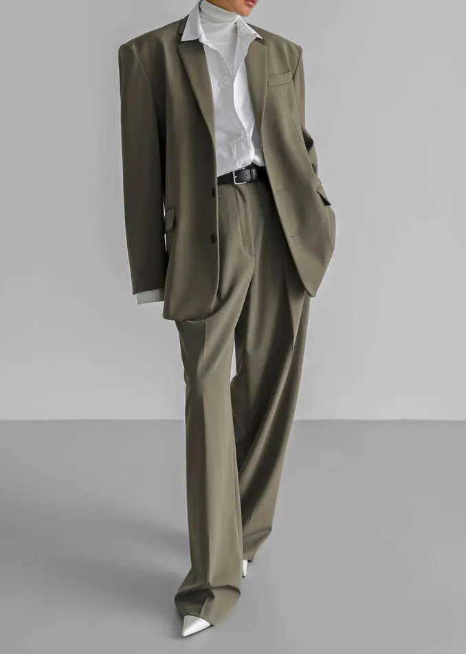 The Frankie Shop Tansy Oversized Blazer 8211 Olive Shop Suits