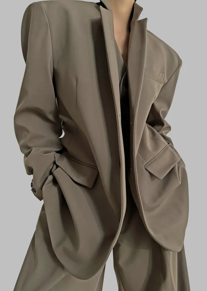 The Frankie Shop Tansy Oversized Blazer 8211 Olive Shop Suits