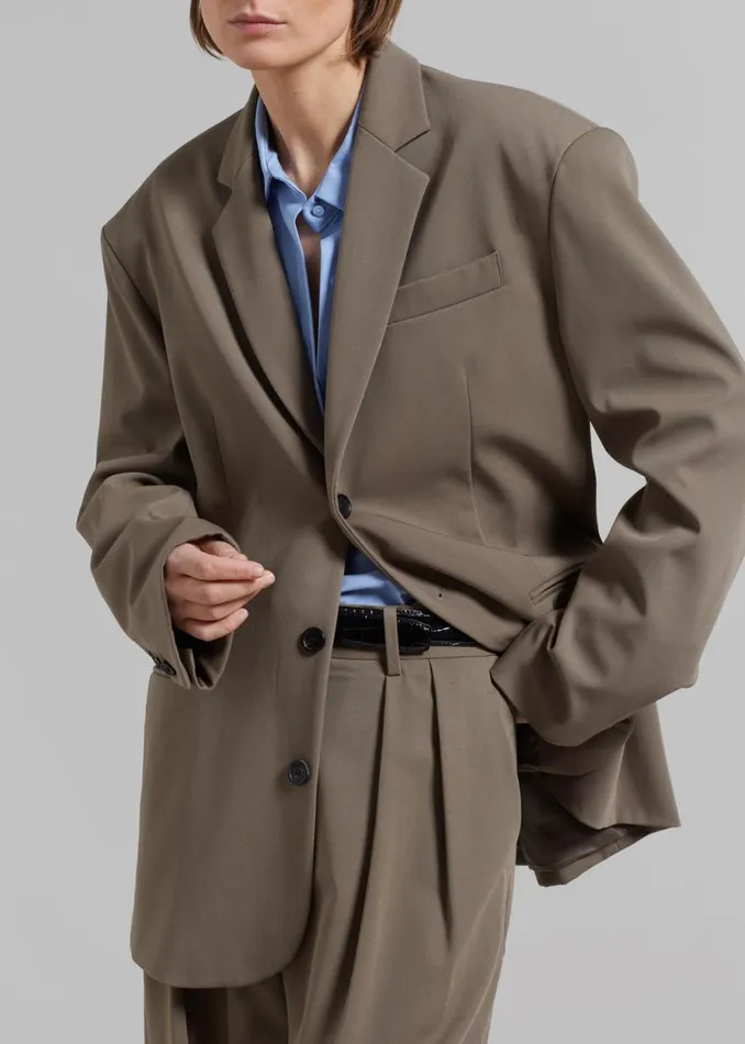 The Frankie Shop Tansy Oversized Blazer 8211 Olive Shop Suits