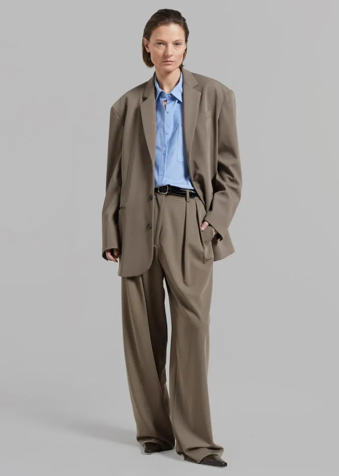 The Frankie Shop Tansy Oversized Blazer 8211 Olive Shop Suits