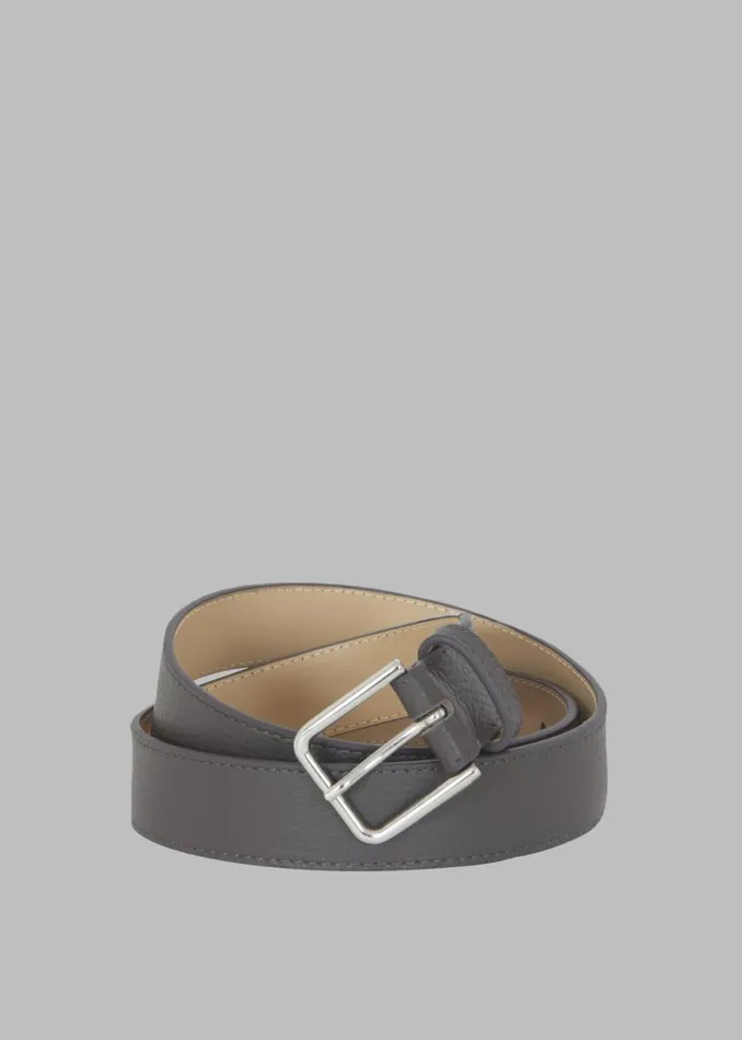 The Frankie Shop Toni Pebbled Leather Belt 8211 Grey Shop Accessories
