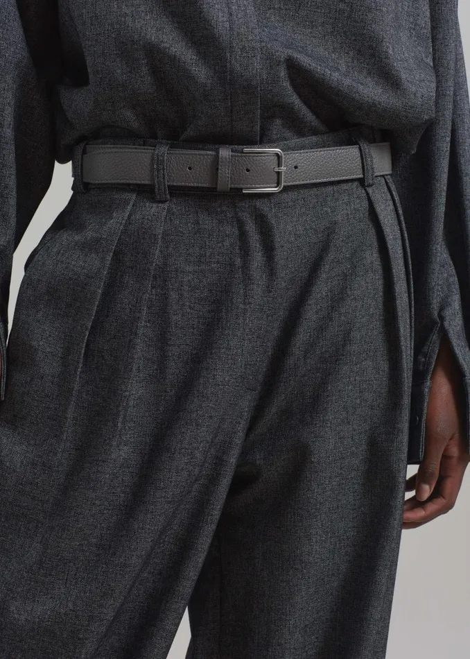 The Frankie Shop Toni Pebbled Leather Belt 8211 Grey Shop Accessories