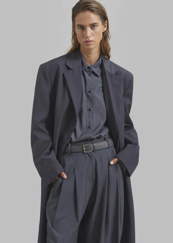 The Frankie Shop Toni Pebbled Leather Belt 8211 Grey Shop Accessories