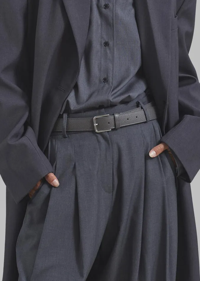 The Frankie Shop Toni Pebbled Leather Belt 8211 Grey Shop Accessories