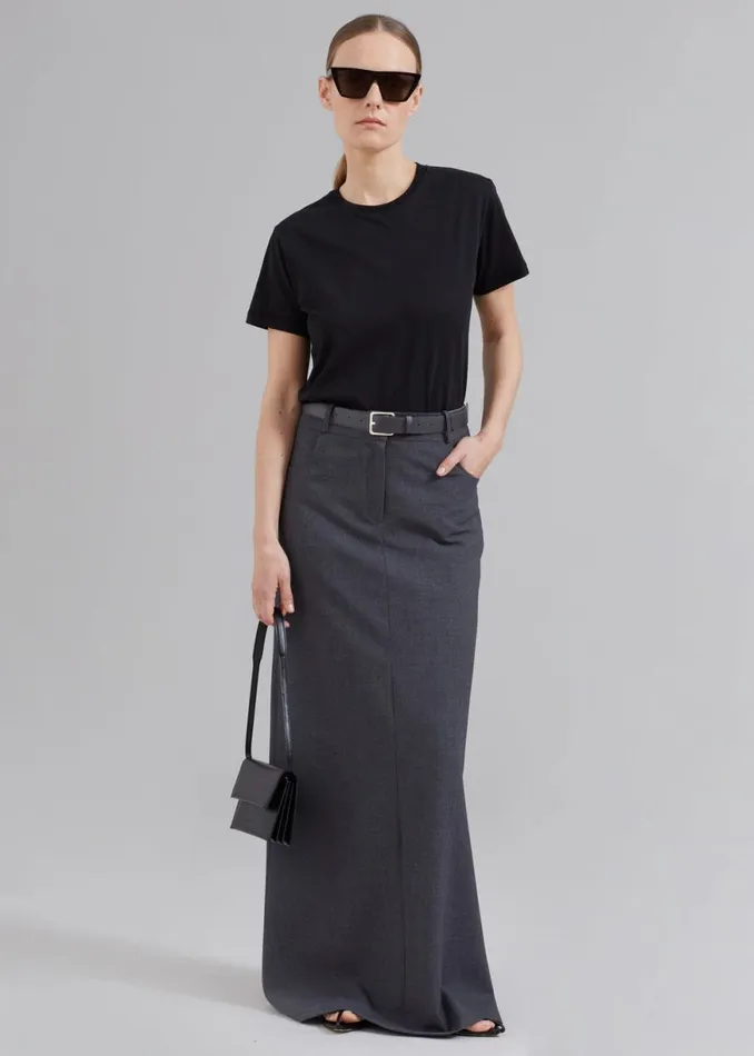 The Frankie Shop Toni Pebbled Leather Belt 8211 Grey Shop Accessories