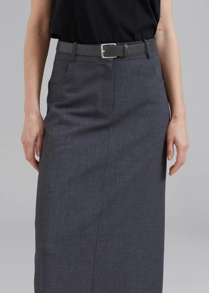 The Frankie Shop Toni Pebbled Leather Belt 8211 Grey Shop Accessories