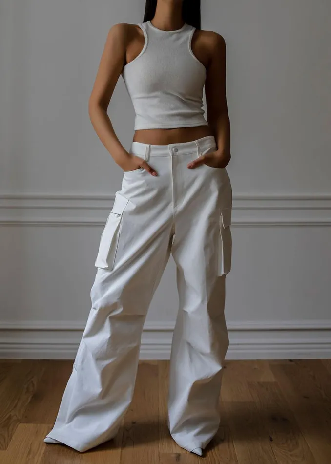 The Frankie Shop Valo Cargo Pants 8211 White Shop Bottoms
