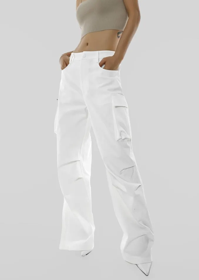 The Frankie Shop Valo Cargo Pants 8211 White Shop Bottoms