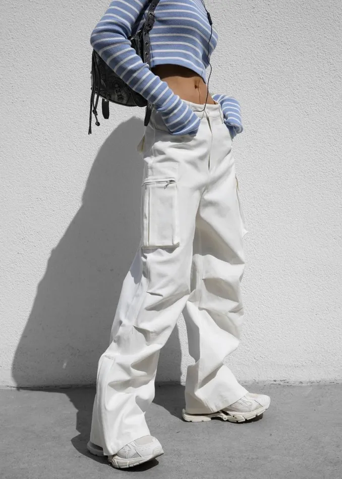 The Frankie Shop Valo Cargo Pants 8211 White Shop Bottoms