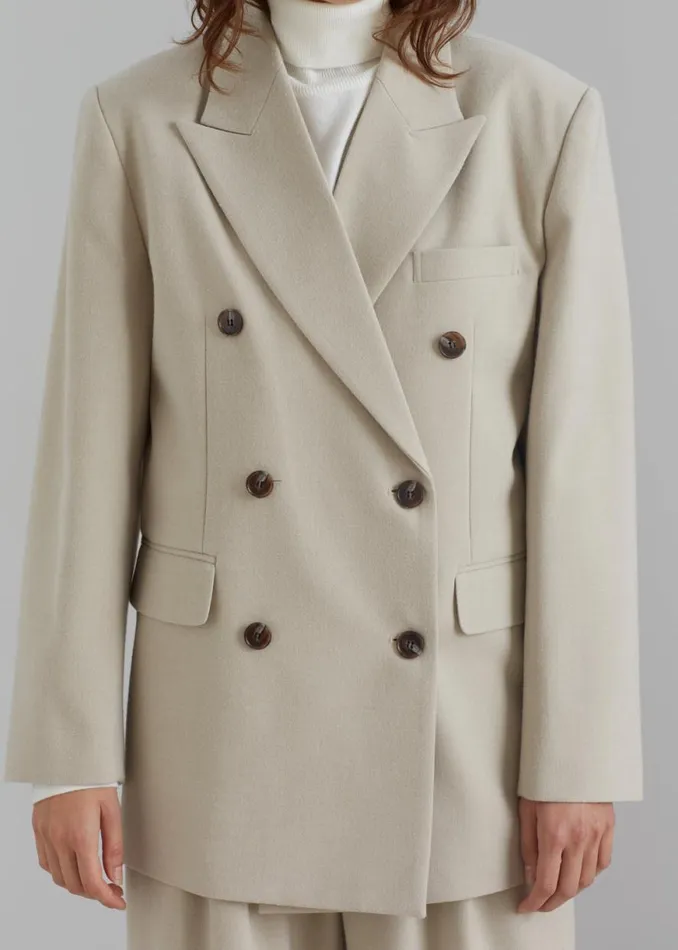The Frankie Shop Vance Double Breasted Blazer 8211 Beige Shop Outerwear