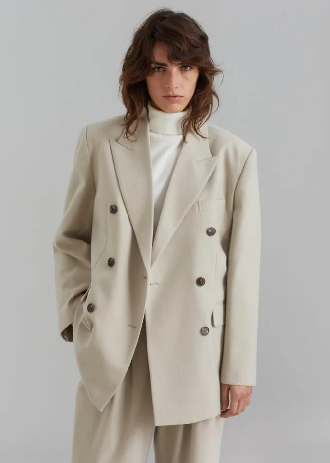The Frankie Shop Vance Double Breasted Blazer 8211 Beige Shop Outerwear