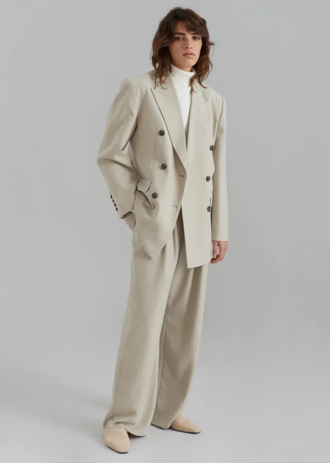 The Frankie Shop Vance Double Breasted Blazer 8211 Beige Shop Outerwear