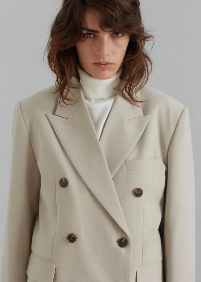 The Frankie Shop Vance Double Breasted Blazer 8211 Beige Shop Outerwear