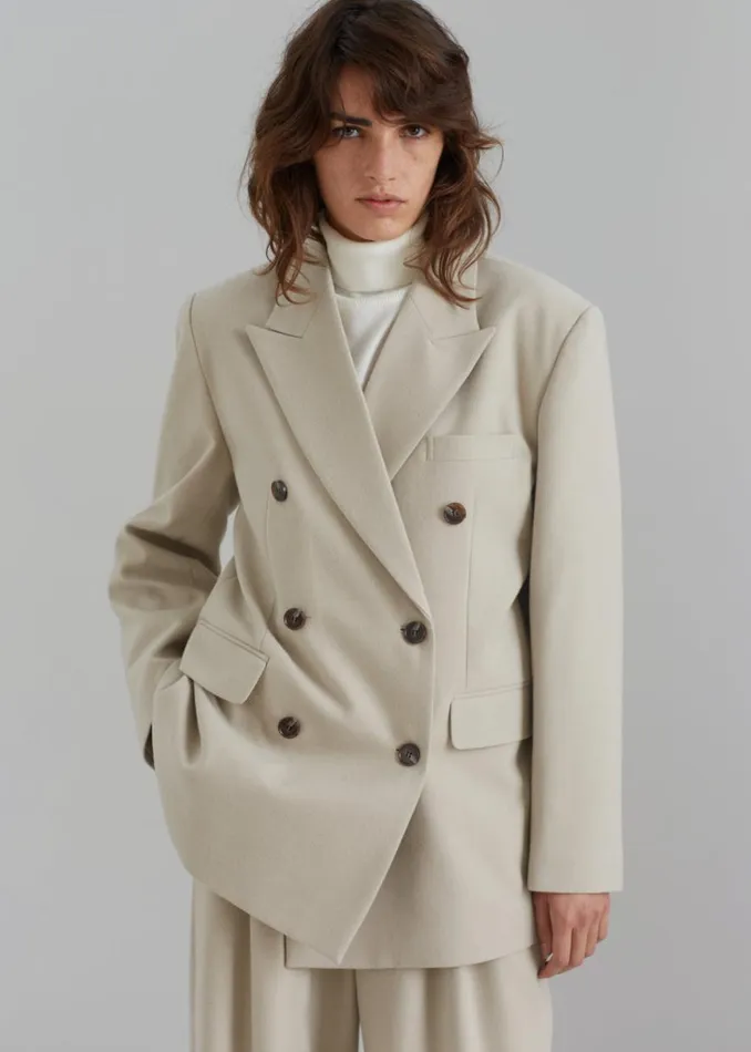The Frankie Shop Vance Double Breasted Blazer 8211 Beige Shop Outerwear