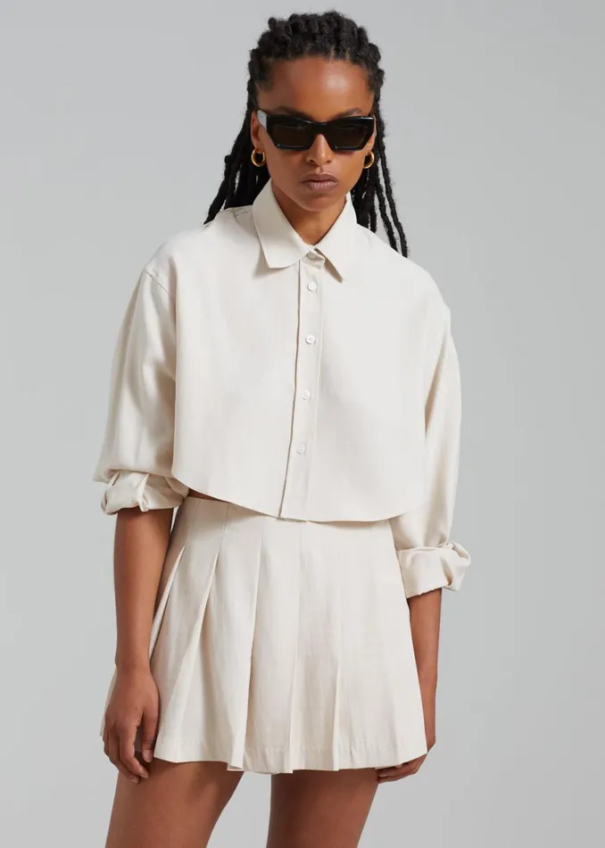 The Frankie Shop Venus Pleated Skirt 8211 Beige Shop Bottoms