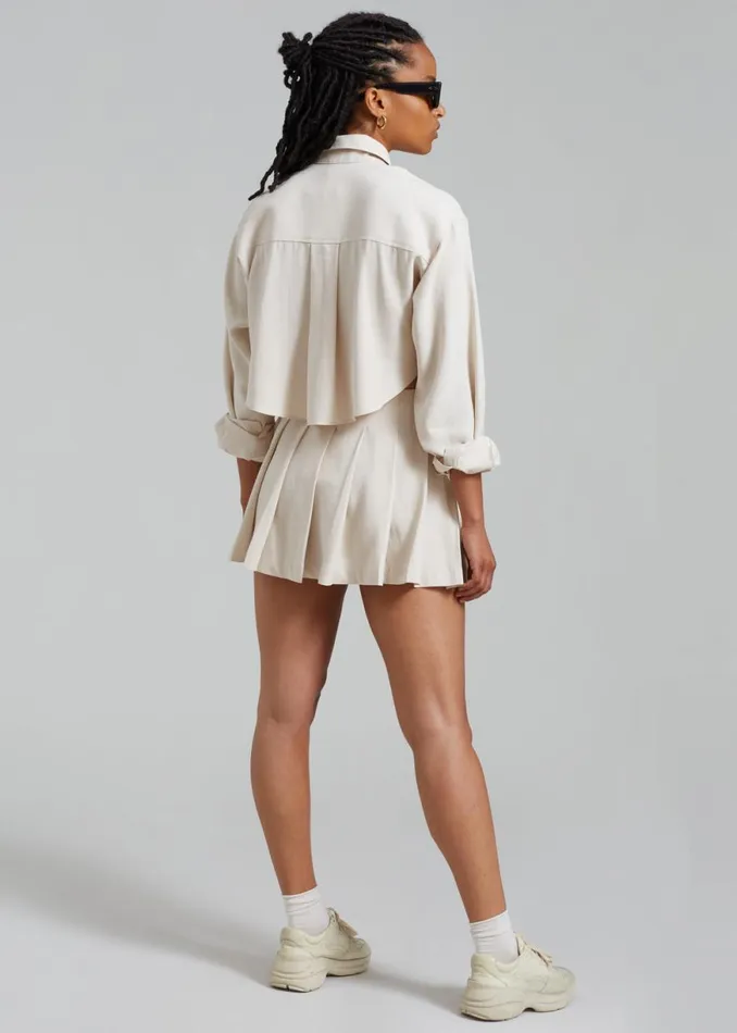 The Frankie Shop Venus Pleated Skirt 8211 Beige Shop Bottoms