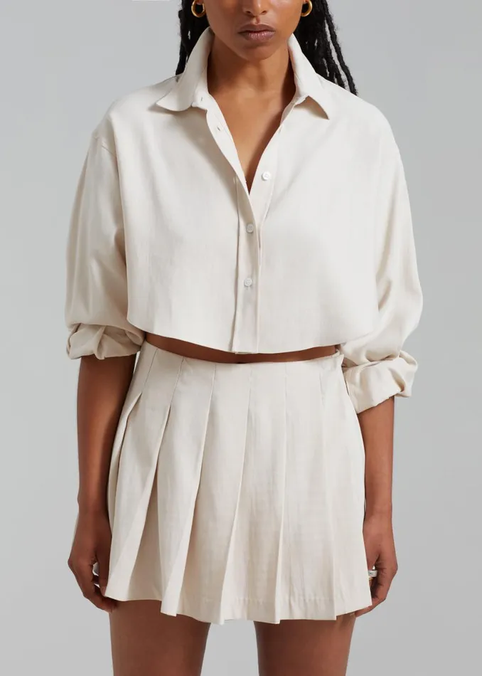 The Frankie Shop Venus Pleated Skirt 8211 Beige Shop Bottoms