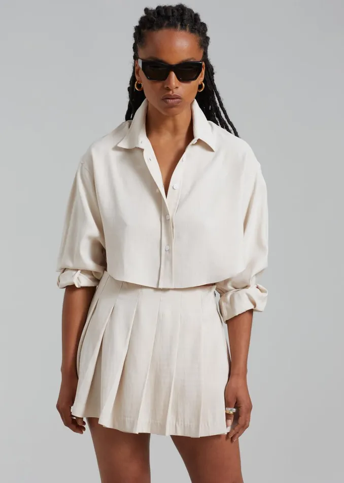 The Frankie Shop Venus Pleated Skirt 8211 Beige Shop Bottoms