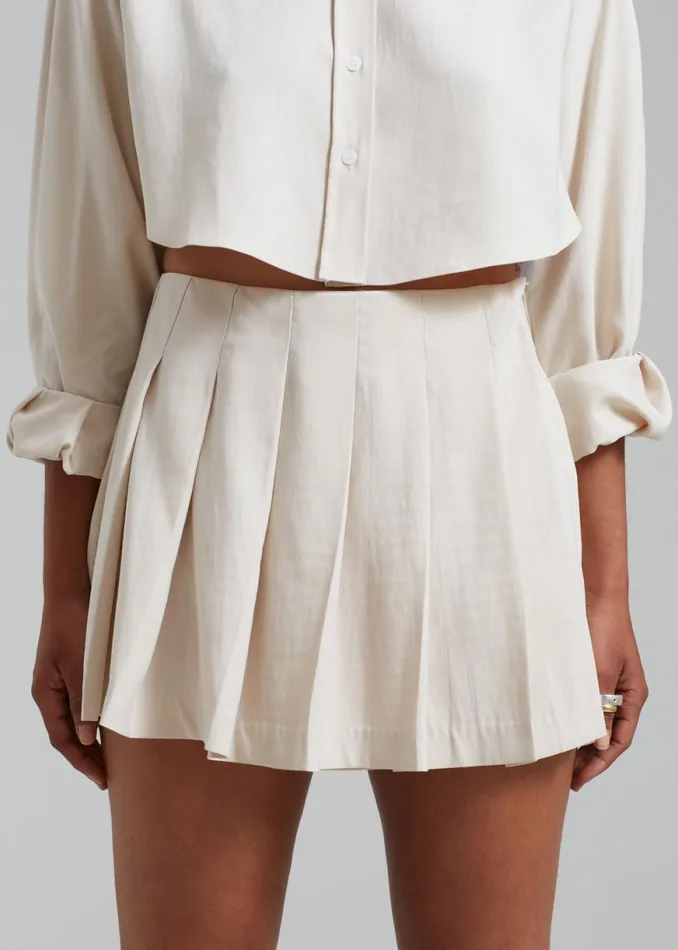 The Frankie Shop Venus Pleated Skirt 8211 Beige Shop Bottoms