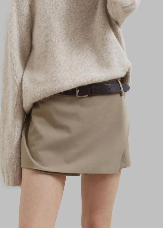 The Frankie Shop Verona Mini Skort 8211 Mocha Shop Bottoms