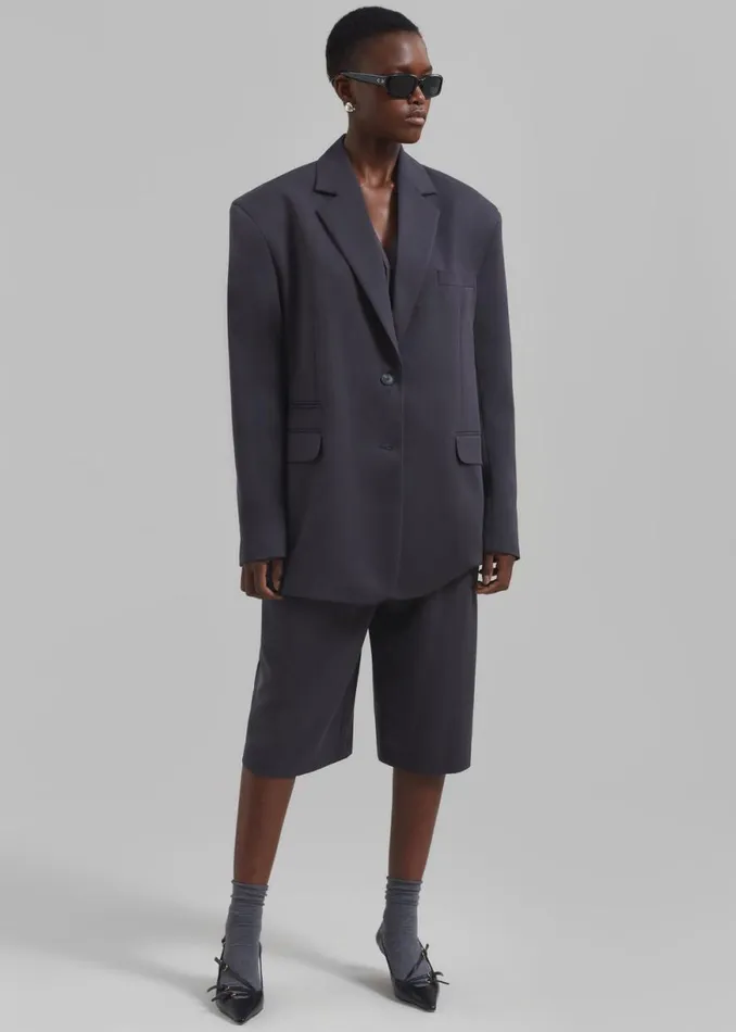 The Frankie Shop Wilma Pleated Bermuda Shorts 8211 Charcoal Shop Bottoms