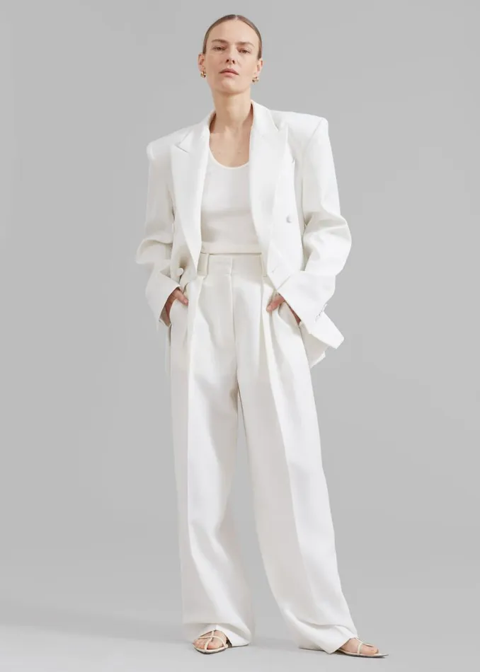 The Frankie Shop Zia Pintuck Trousers 8211 White Shop Bottoms