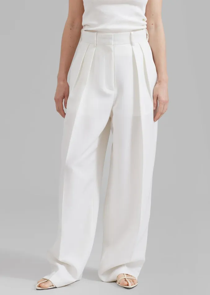 The Frankie Shop Zia Pintuck Trousers 8211 White Shop Bottoms