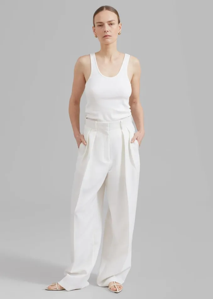 The Frankie Shop Zia Pintuck Trousers 8211 White Shop Bottoms