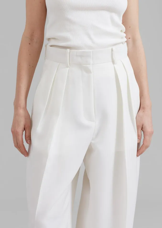 The Frankie Shop Zia Pintuck Trousers 8211 White Shop Bottoms