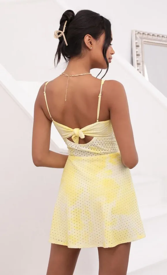 Tie Dye Eyelet Dress Yellow Women LUCY IN THE SKY Mini Dresses Tie Dye Eyelet Dress Yellow Women LUCY IN THE SKY Mini Dresses