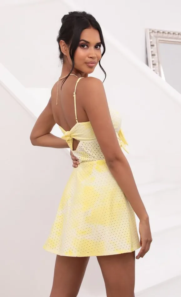 Tie Dye Eyelet Dress Yellow Women LUCY IN THE SKY Mini Dresses Tie Dye Eyelet Dress Yellow Women LUCY IN THE SKY Mini Dresses