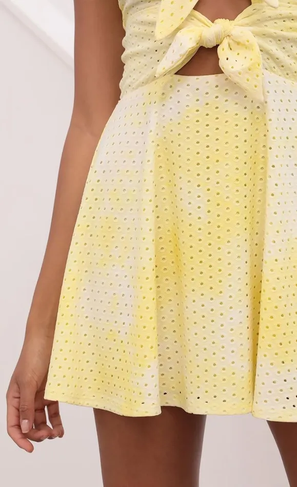Tie Dye Eyelet Dress Yellow Women LUCY IN THE SKY Mini Dresses Tie Dye Eyelet Dress Yellow Women LUCY IN THE SKY Mini Dresses